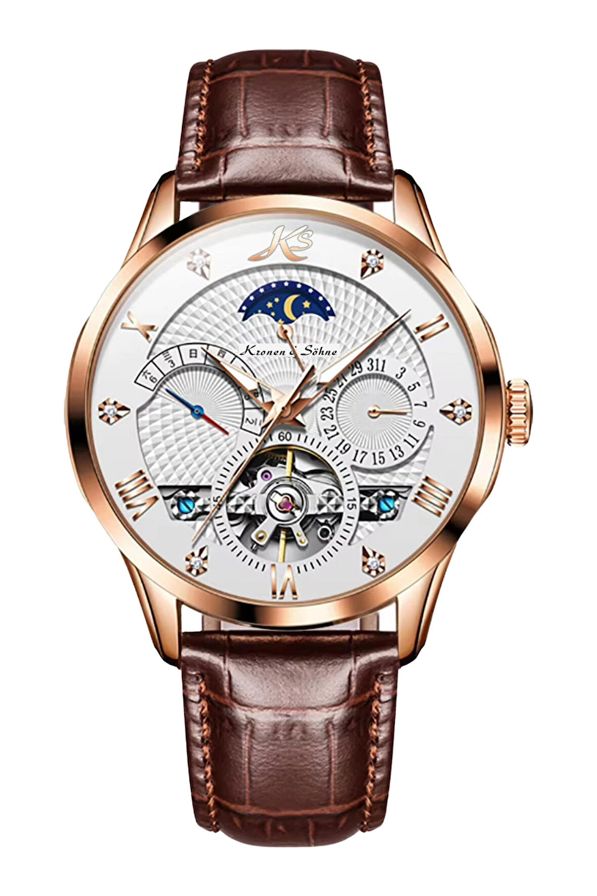 Kronen&Söhne KS4009 Luxury Gold Tourbillon Mekanik Otomatik Erkek Kol Saati
