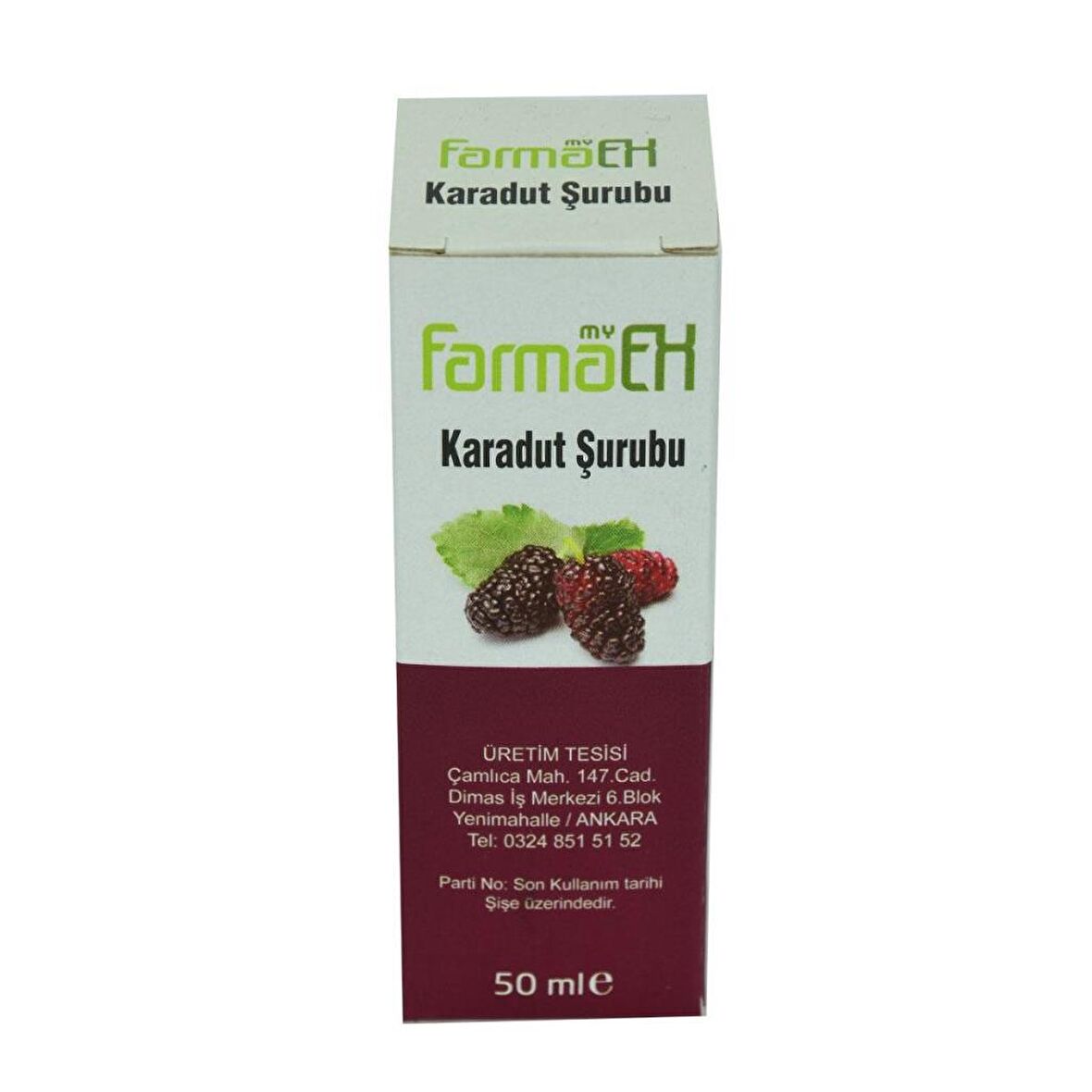 My Farmaex Doğal Karadut Şurubu 50ML Yeşil Naturel Cam Şişe