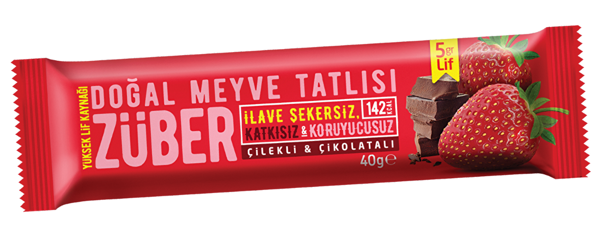 Çilekli Çikolatalı Doğal Meyve Tatlısı (40 Gr) - Züber