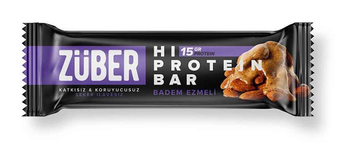 Züber Badem Ezmeli Yüksek Protein Bar  - 12 Adet x 45Gr