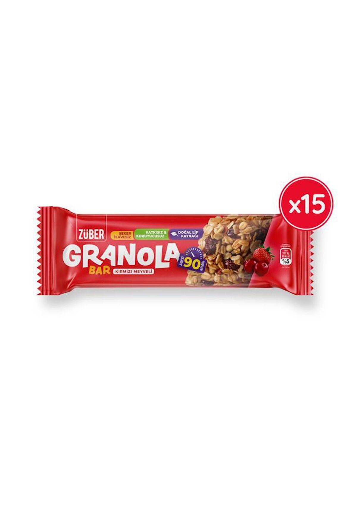 Kırmızı Meyveli Granola Bar, 25 g x 15