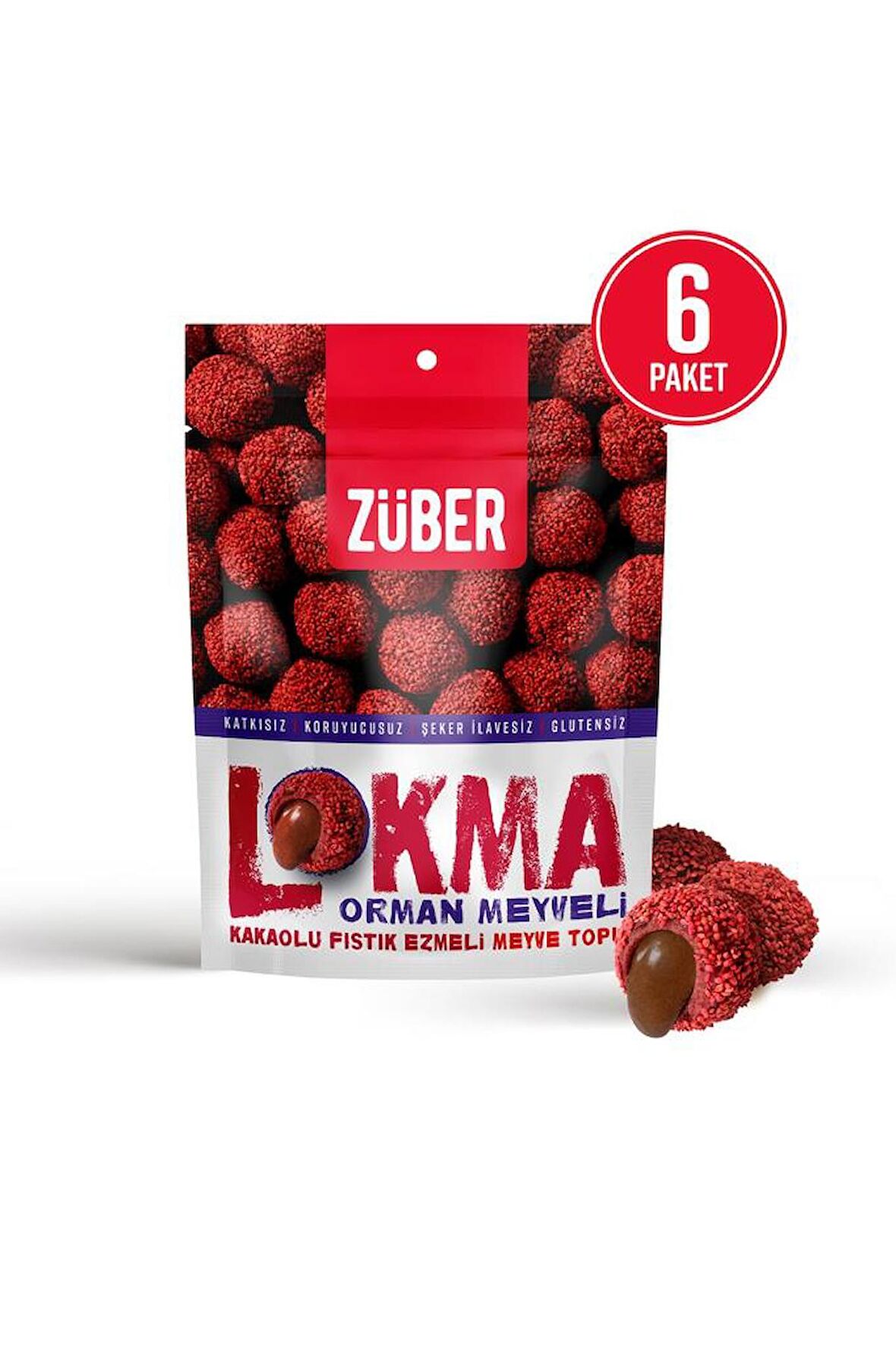 Lokma Orman Meyveli Kakaolu Fıstık Ezmeli Meyve Topu 96g X 6 Paket