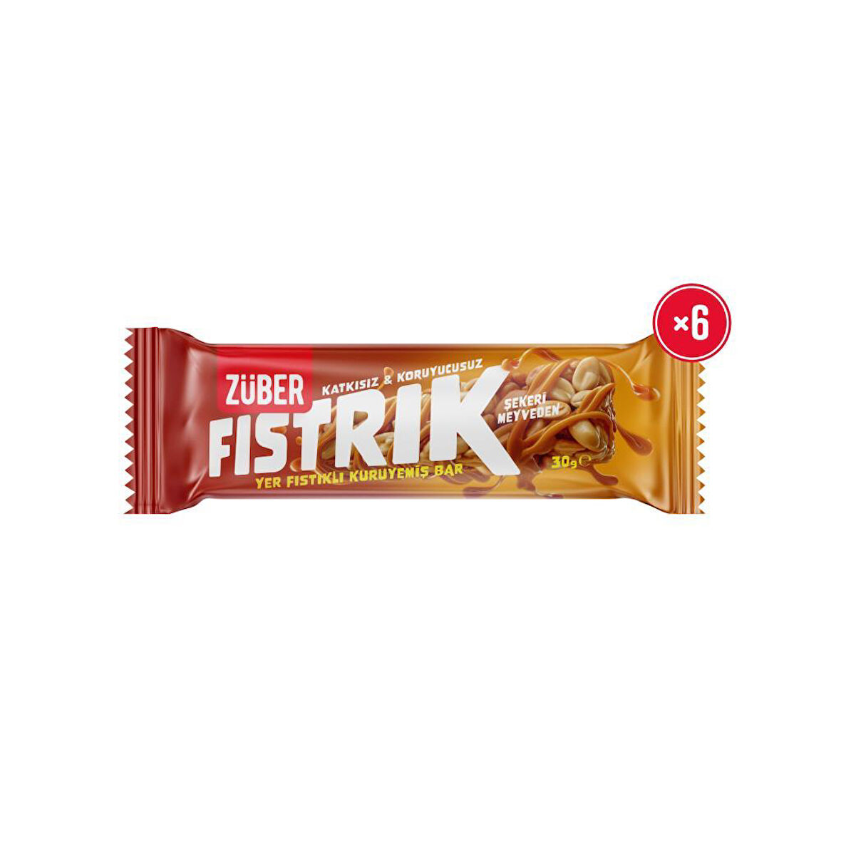 Fıstrık Yer Fıstıklı Kuruyemiş Bar 30g X 6 Adet