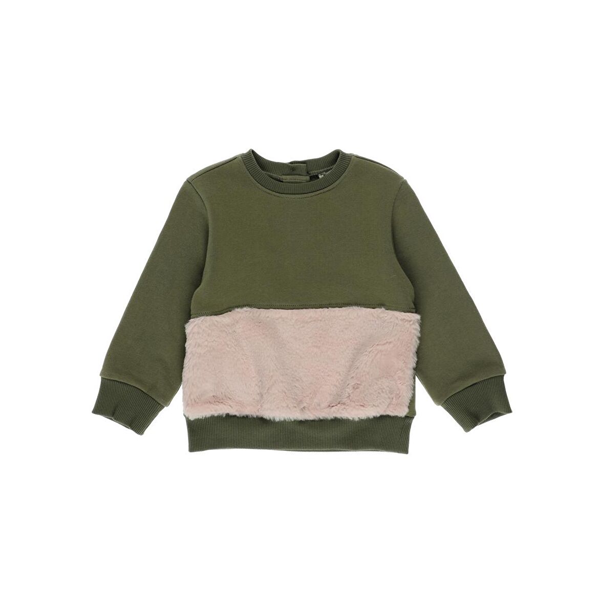 Panço Kız Bebek Peluş Kürk Detaylı Sweatshirt