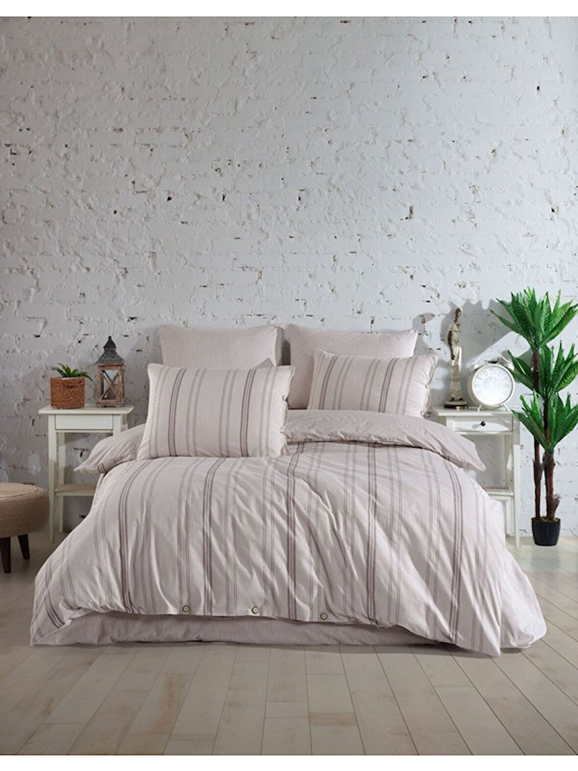 Italian Style Naturel Çift Kişilik Nevresim Takımı Krem