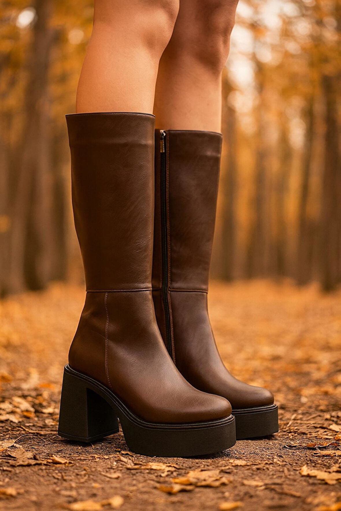 Kadın Fermuarlı Yüksek Topuklu Şık Çizme