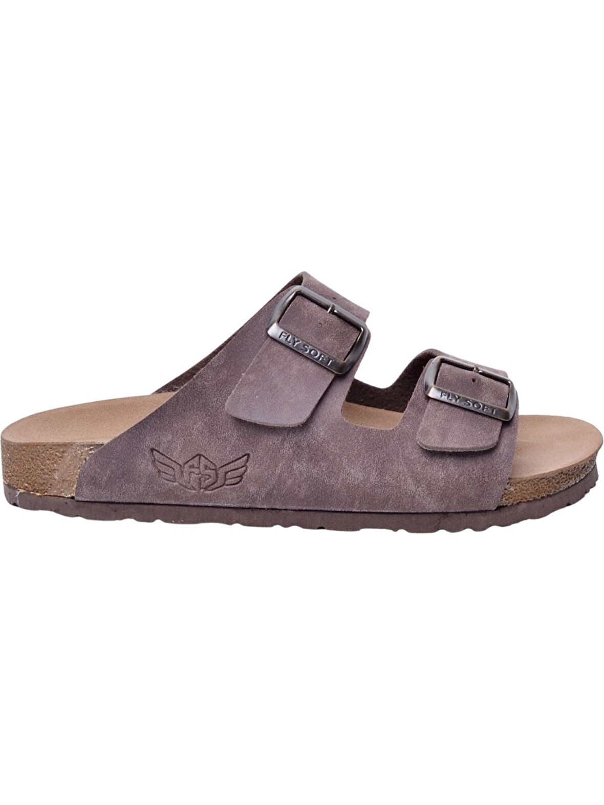 Fly Soft S903-002 Erkek İki Tokalı Mantar Tabanlı Yazlık Comfort Terlik Kahve