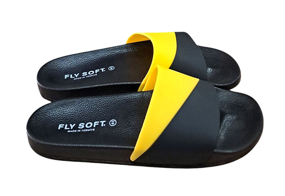 Fly Soft S263.071 Erkek Havuz - Plaj Ve Günlük Terlik Siyah - Sarı