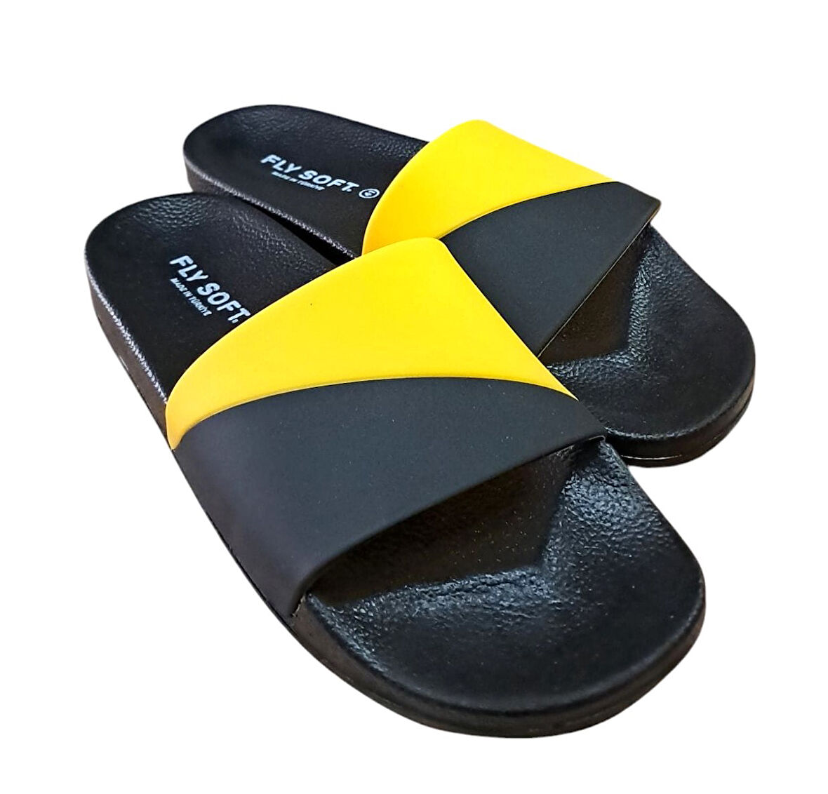 Fly Soft S263.071 Erkek Havuz - Plaj Ve Günlük Terlik Siyah - Sarı