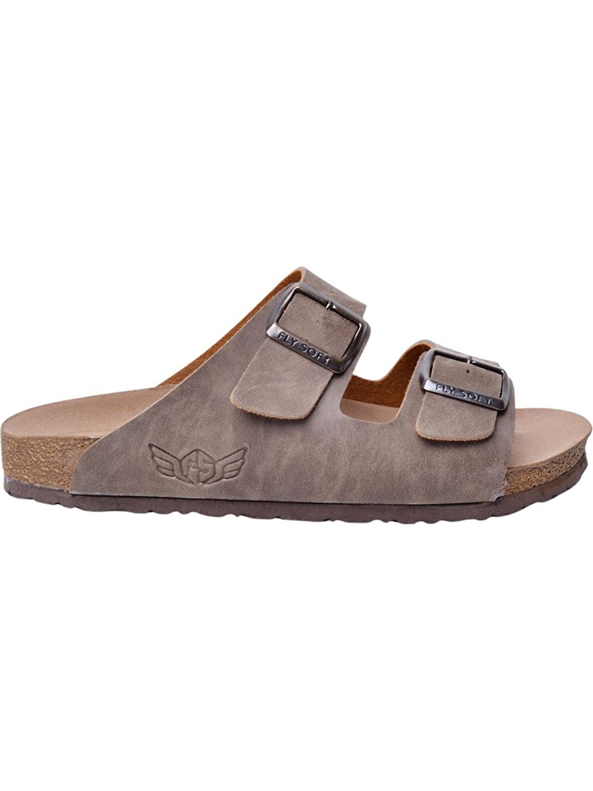 Fly Soft S902.002 Unısex Çift Tokalı Mantar Taban Comfort Terlik Vizon