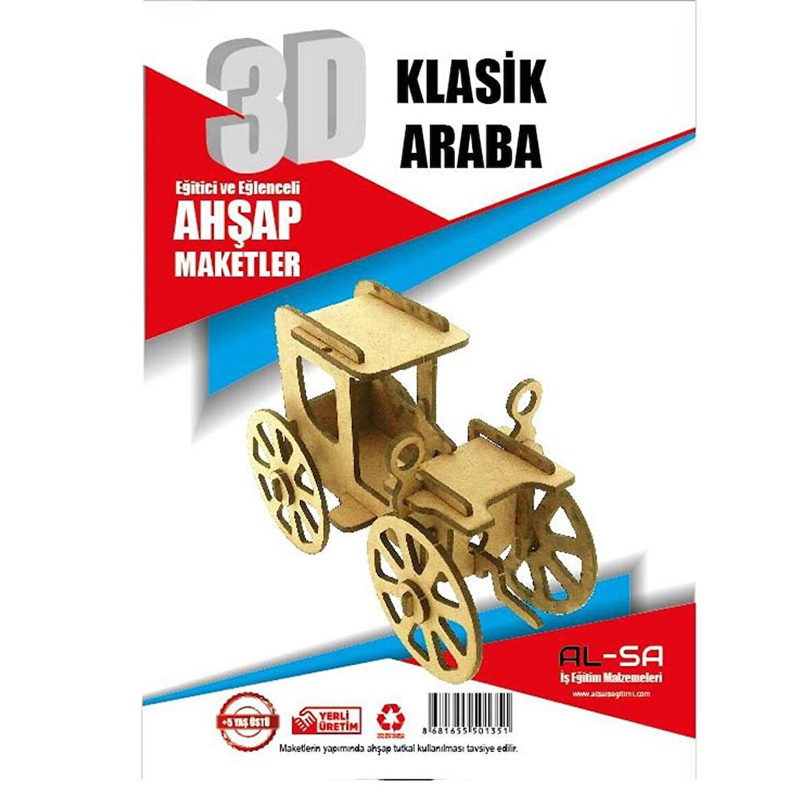 3D Ahşap Klasik Araba Maketi