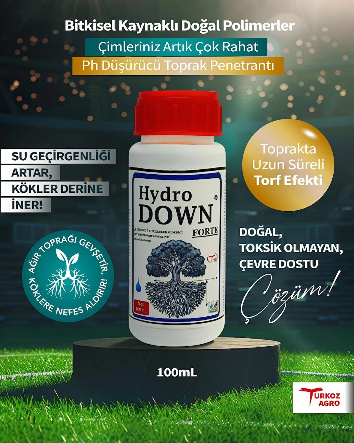 Hydro Down 100 ml Hobi kullanımı içindir (küçük boy) Toprağınızda Torf Efekti, Göllenmeye Son,çimleriniz Artık Çok Rahat