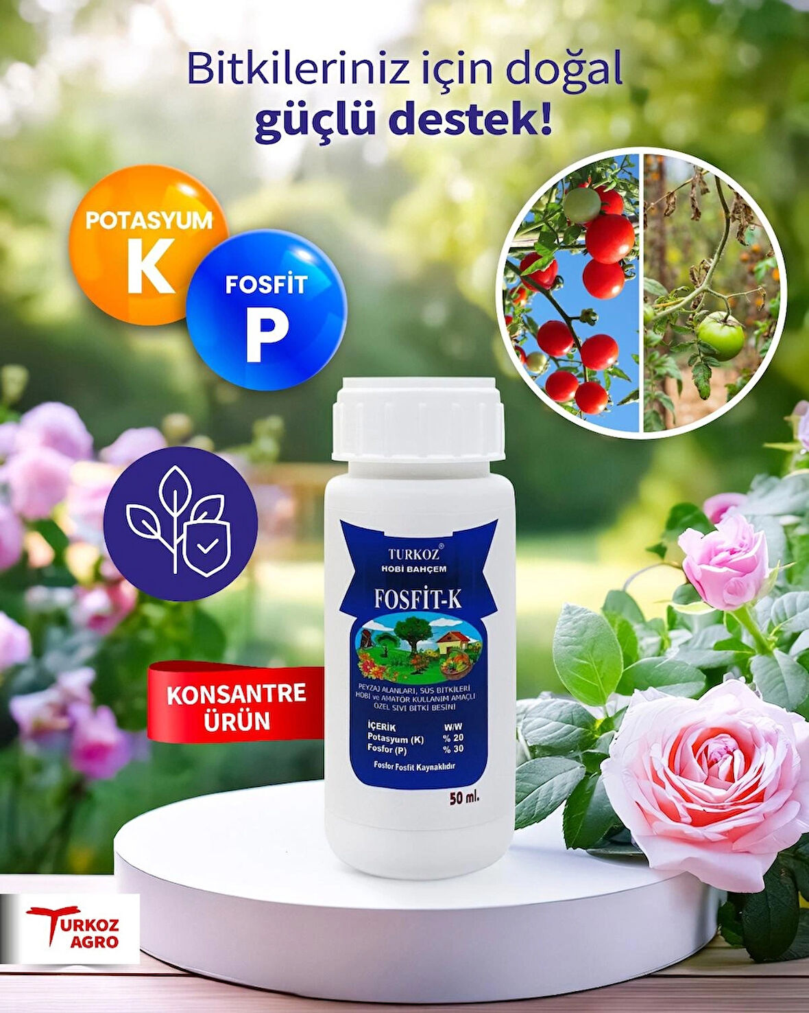 Turkoz Fosfit K Özel Bitki Besleme ürünü Hobi kullanımı içindir (küçük boy)
