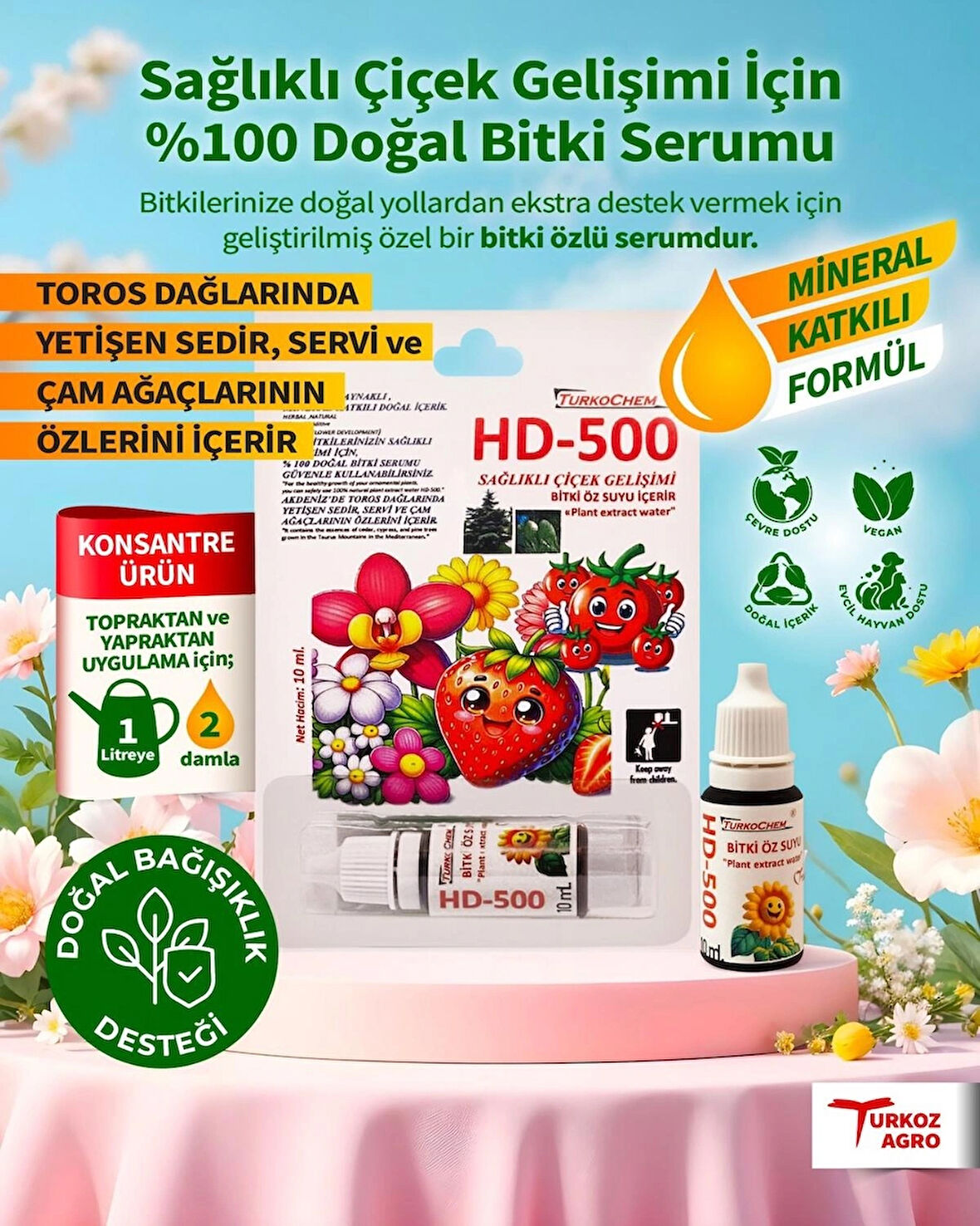 Turkozagro HD500 KÖKLENME, ÇİÇEKLENME, DOĞAL ve SAĞLIKLI GELİŞİM, KONSANTRE GÜÇ Hobi kullanımı içindir (küçük boy)