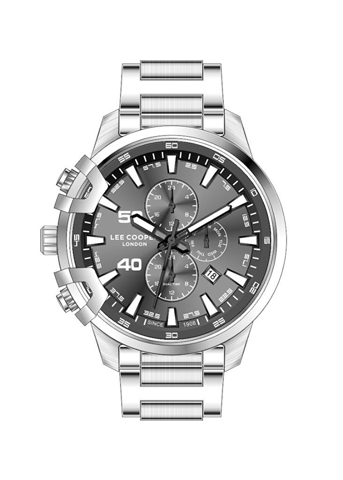 Lee Cooper LC07469.350-NM Tüm Fonksiyonları Aktif Gün ve Takvim Göstergeli 5 ATM Suya Dayanıklı Metalik Renk Erkek Kol Saati