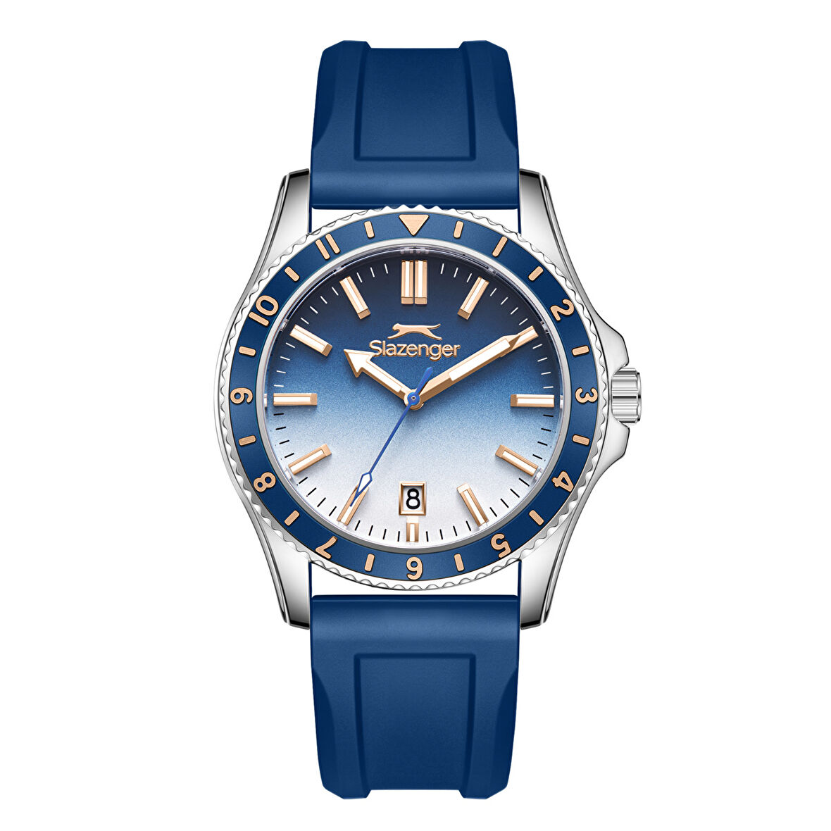 Slazenger SL.09.2531.1.02 Silikon Kordon Çelik Kasa 10 ATM Suya Dayanıklı Lacivert Renk Erkek Kol Saati