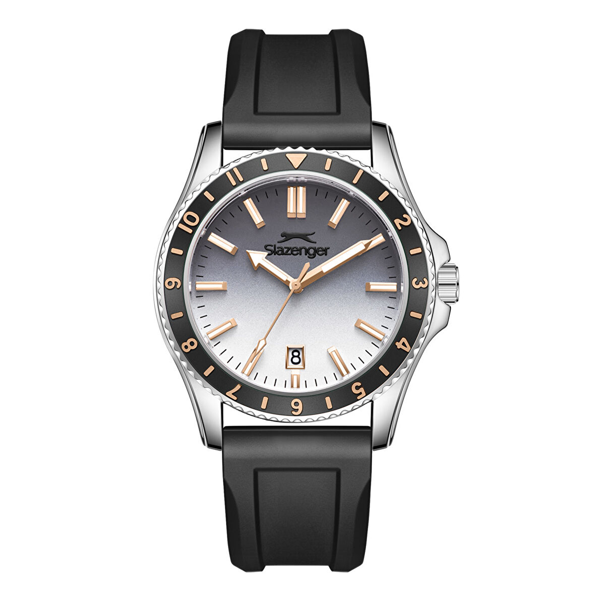 Slazenger SL.09.2531.1.05 Silikon Kordon Çelik Kasa 10 ATM Suya Dayanıklı Siyah Renk Erkek Kol Saati