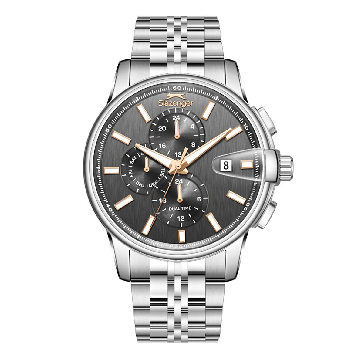 Slazenger SL.09.2551.2.04 Fonksiyonlar Aktif Çelik Kasa 10 Atm Suya Dayanıklı Metalik Renk Erkek Kol Saati