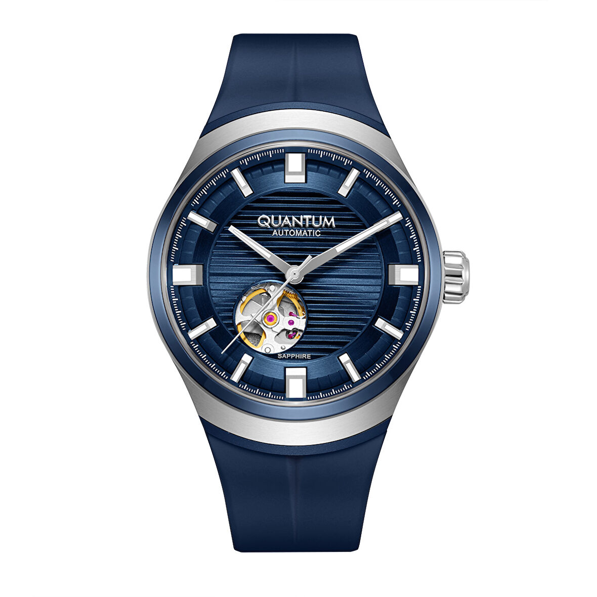 Quantum QMG1203.999 Q-Master Otomatik Mekanizmalı Safir Camlı Silikon Kordon Çelik Kasa 10 ATM Suya Dayanıklı Lacivert Renk Erkek Kol Saati