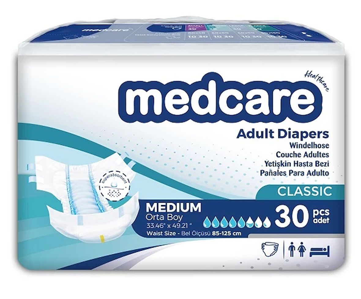 Medcare Belbantlı Classic Hasta Bezi 30 Adet Medium