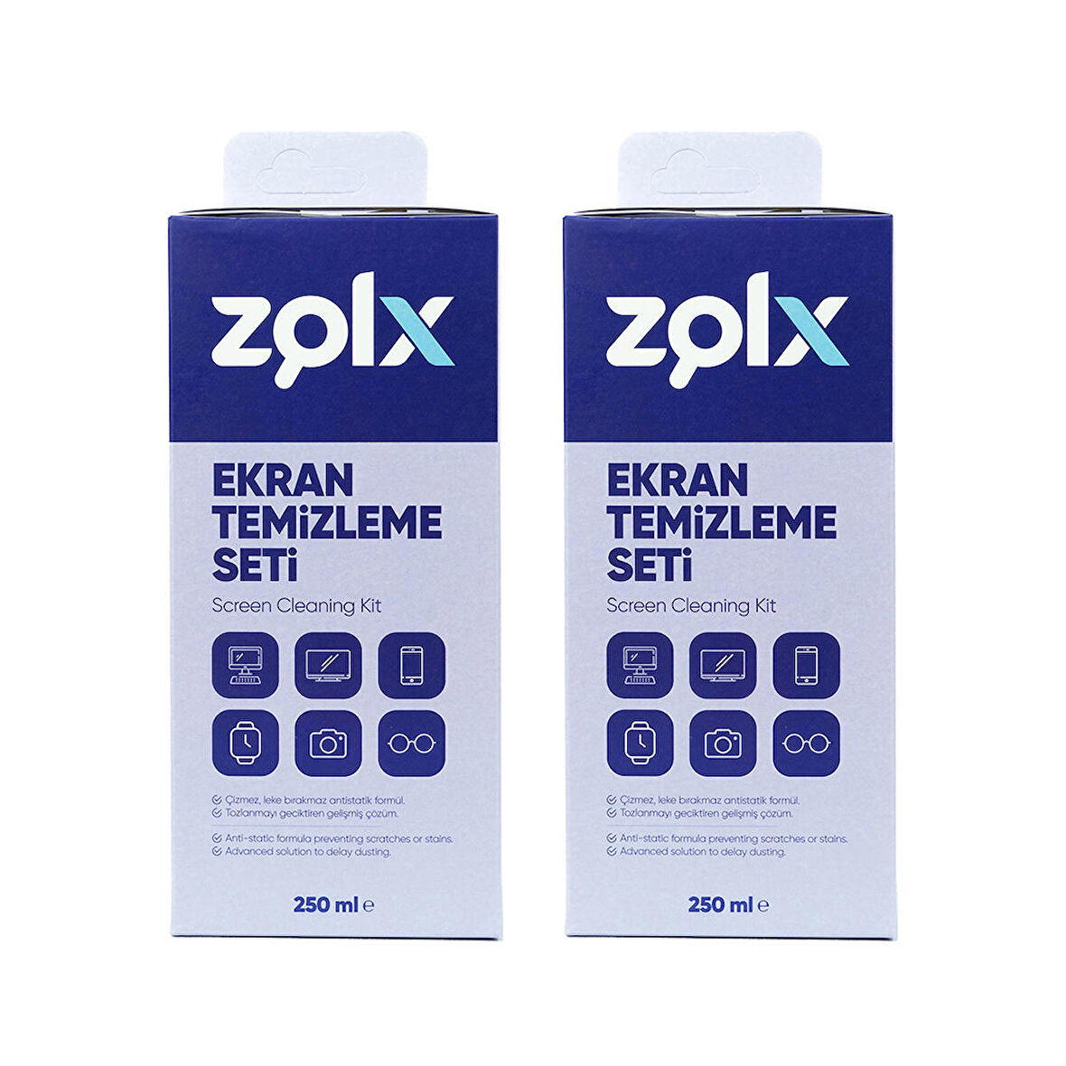 Zolx Ekran Temizleme Seti 250ML * 2 Adet (Mikrofiber Bez Hediyeli)