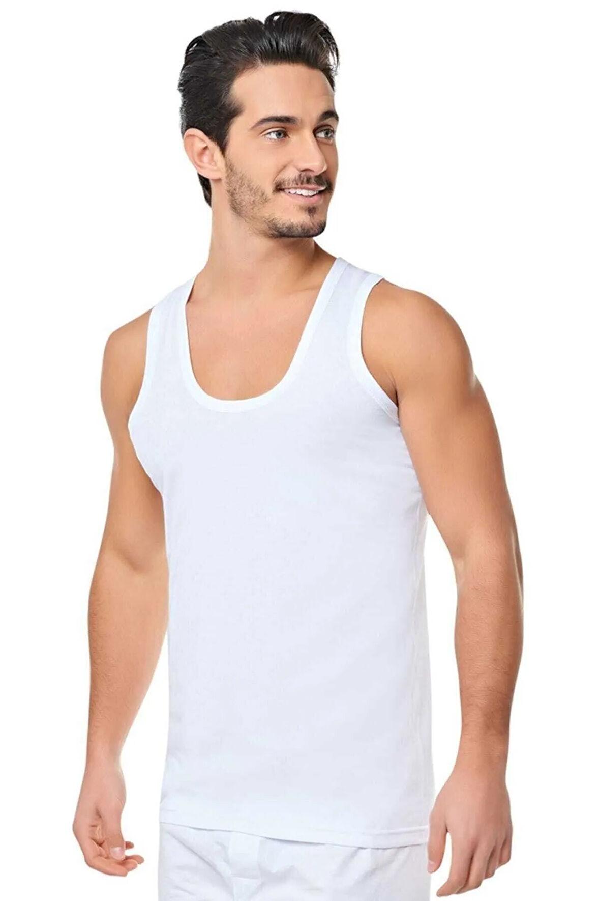 Erkek Beyaz 3'Lü Paket  Pamuklu Klasik Penye Atlet