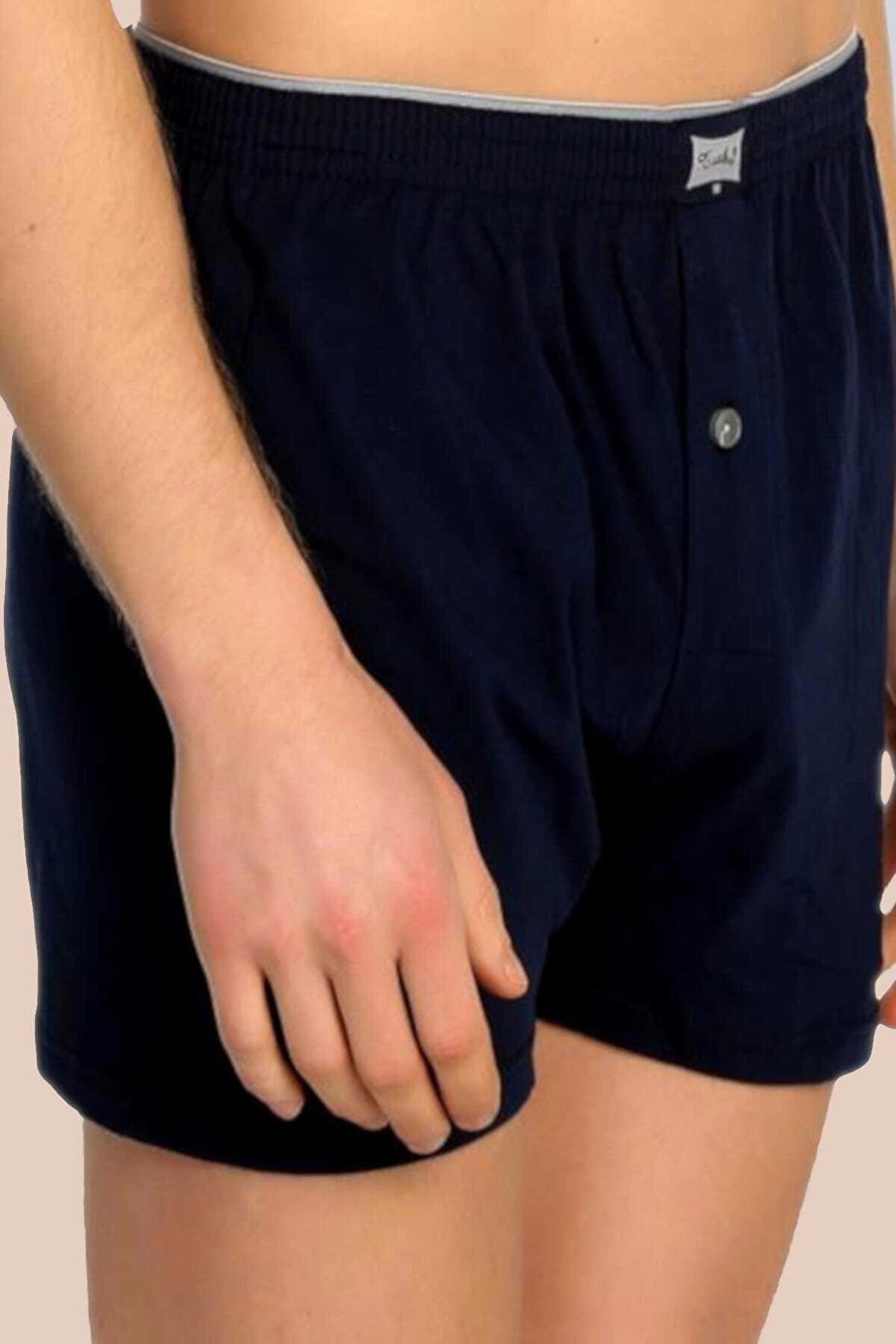 Erkek Lacivert 6'Lı Paket Pamuklu Penye Havlu Bel Boxer