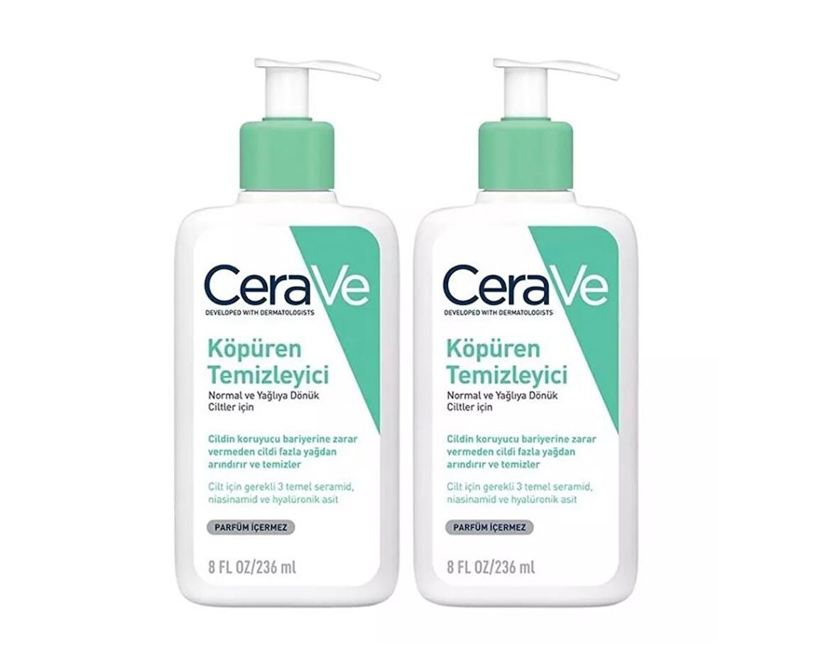 CeraVe Köpüren Temizleyici Normal/Yağlı Cilt  236 Ml - 2 ADET - SKT: 12 M