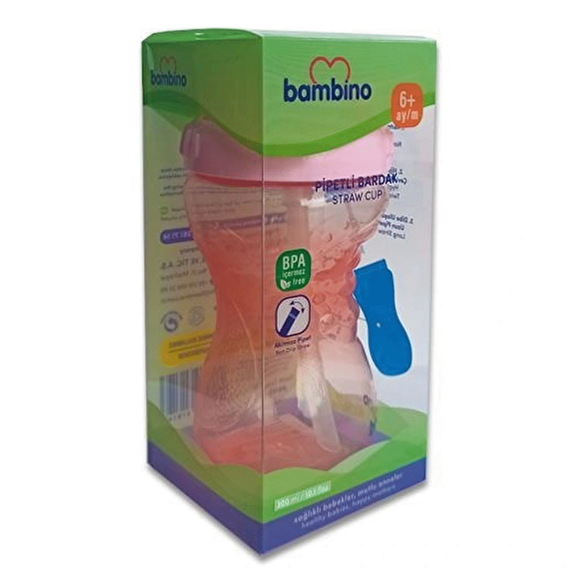 Bambino Pipetli Bardak 300 ml Pembe