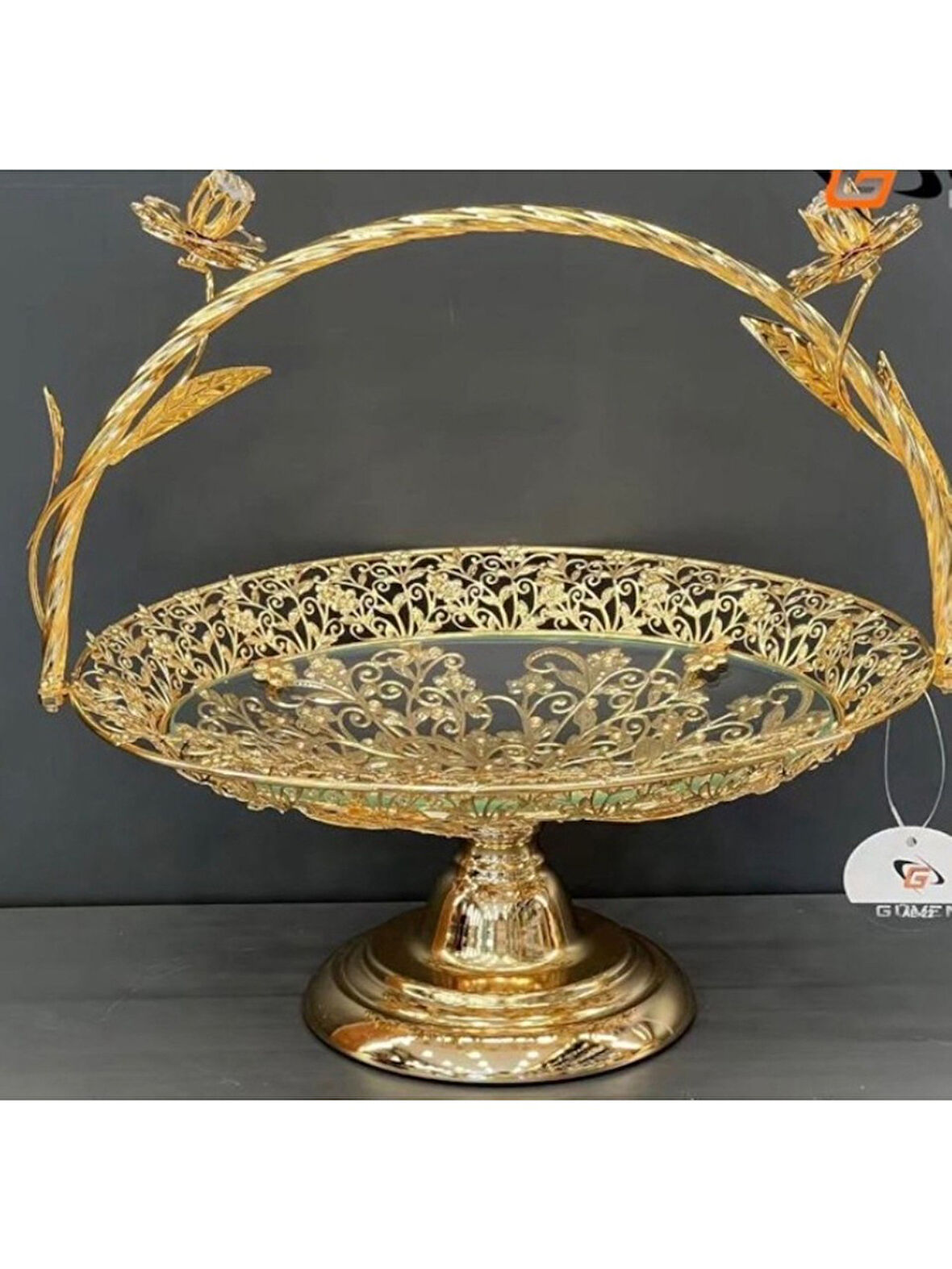 Biev Metal Camlı Sepetli Sunumluk AE-09