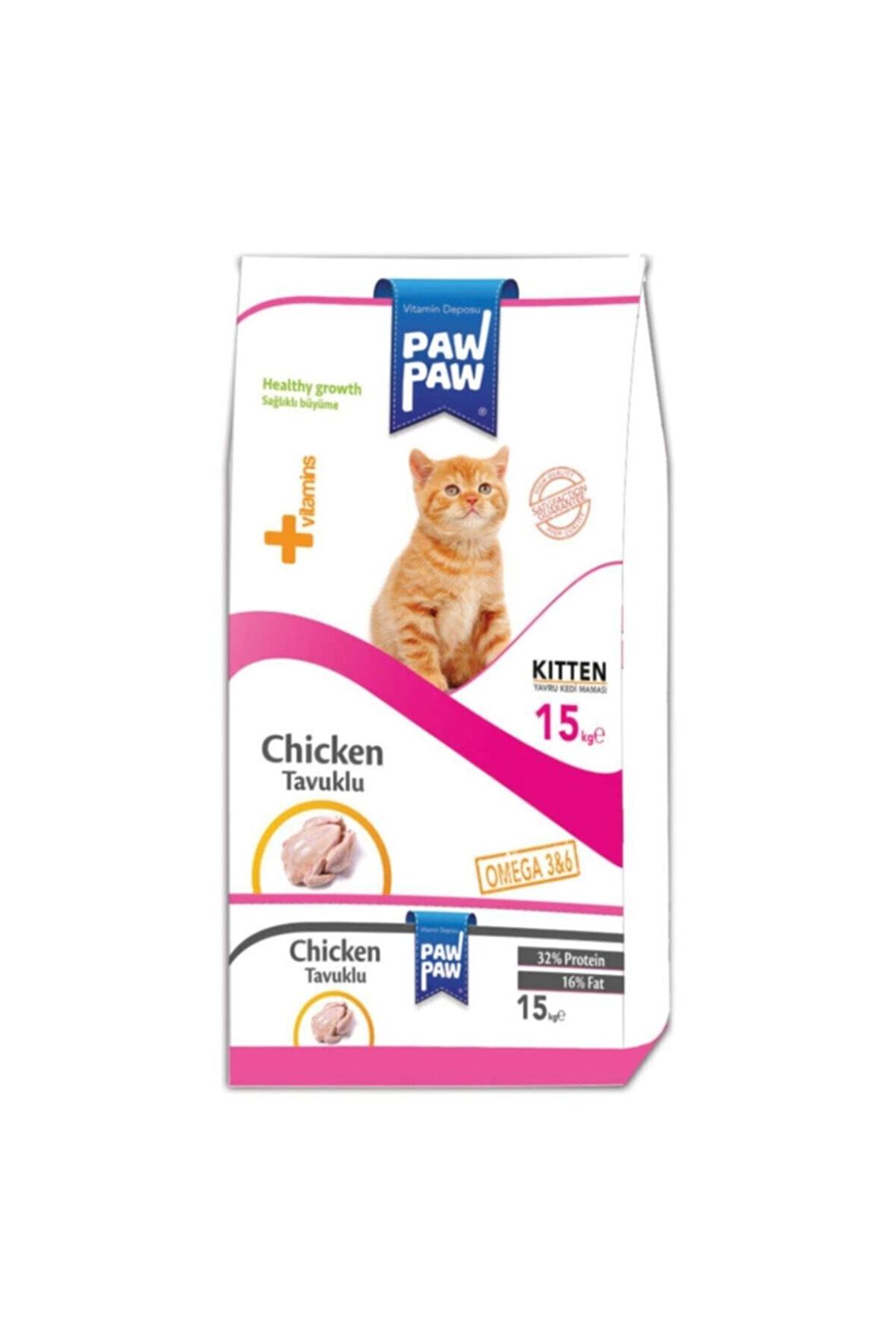 Paw Paw Kitten Tavuk Etli Yavru Kedi Maması 15 Kg