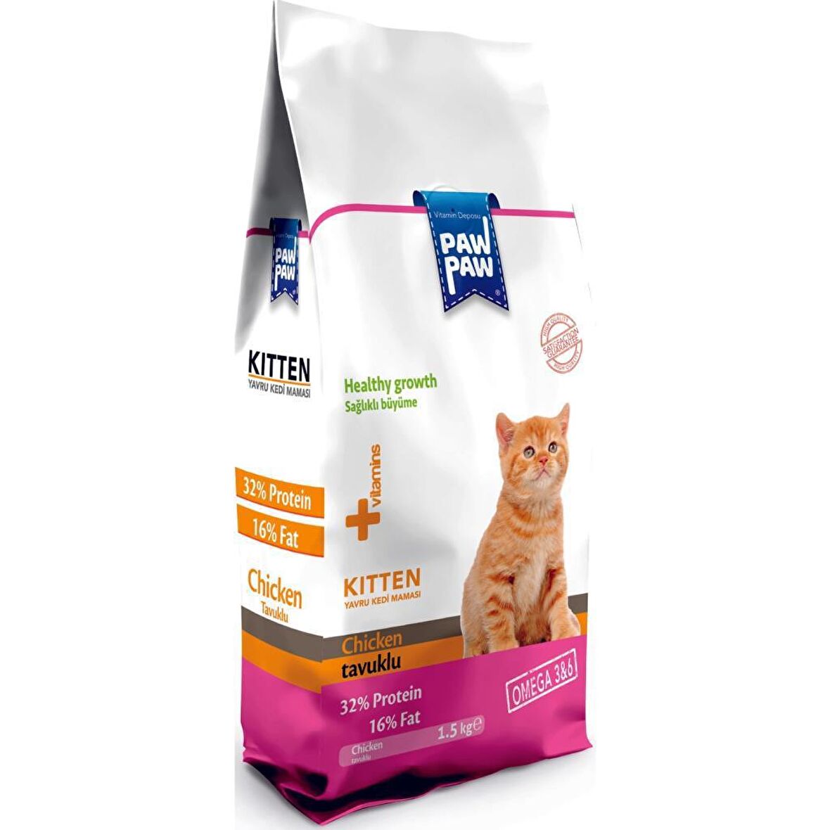 PawPaw Kitten Sağlıklı Büyümeye Yardımcı Tavuklu Yavru Kedi Maması 1,5kg