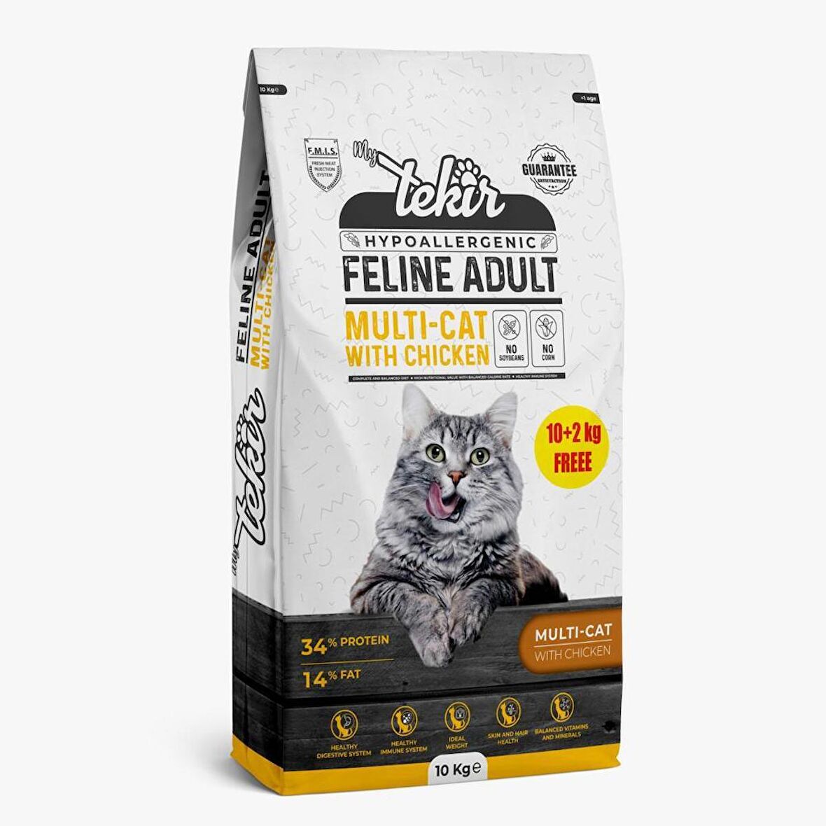 Tekir Hypo Allergenic Adult Tavuklu Kedi Maması 12 Kg