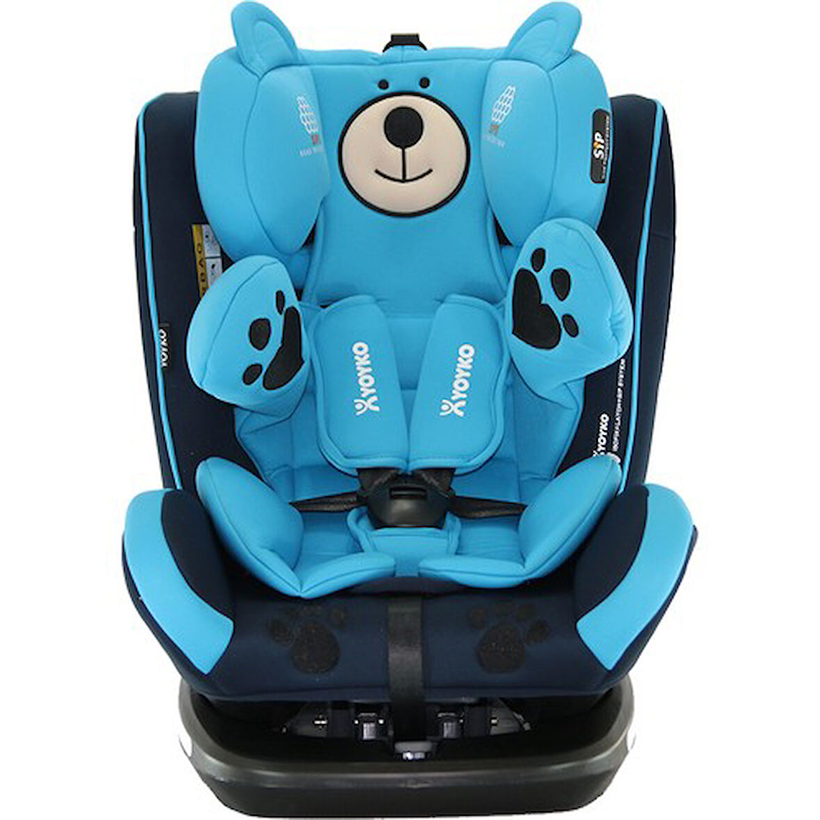 Yoyko Bear 360 ° Dönebilir Yatabilir 0-36 Kg Oto Koltuğu ISOFIX/SIP/LATCH - Mavi Mavi