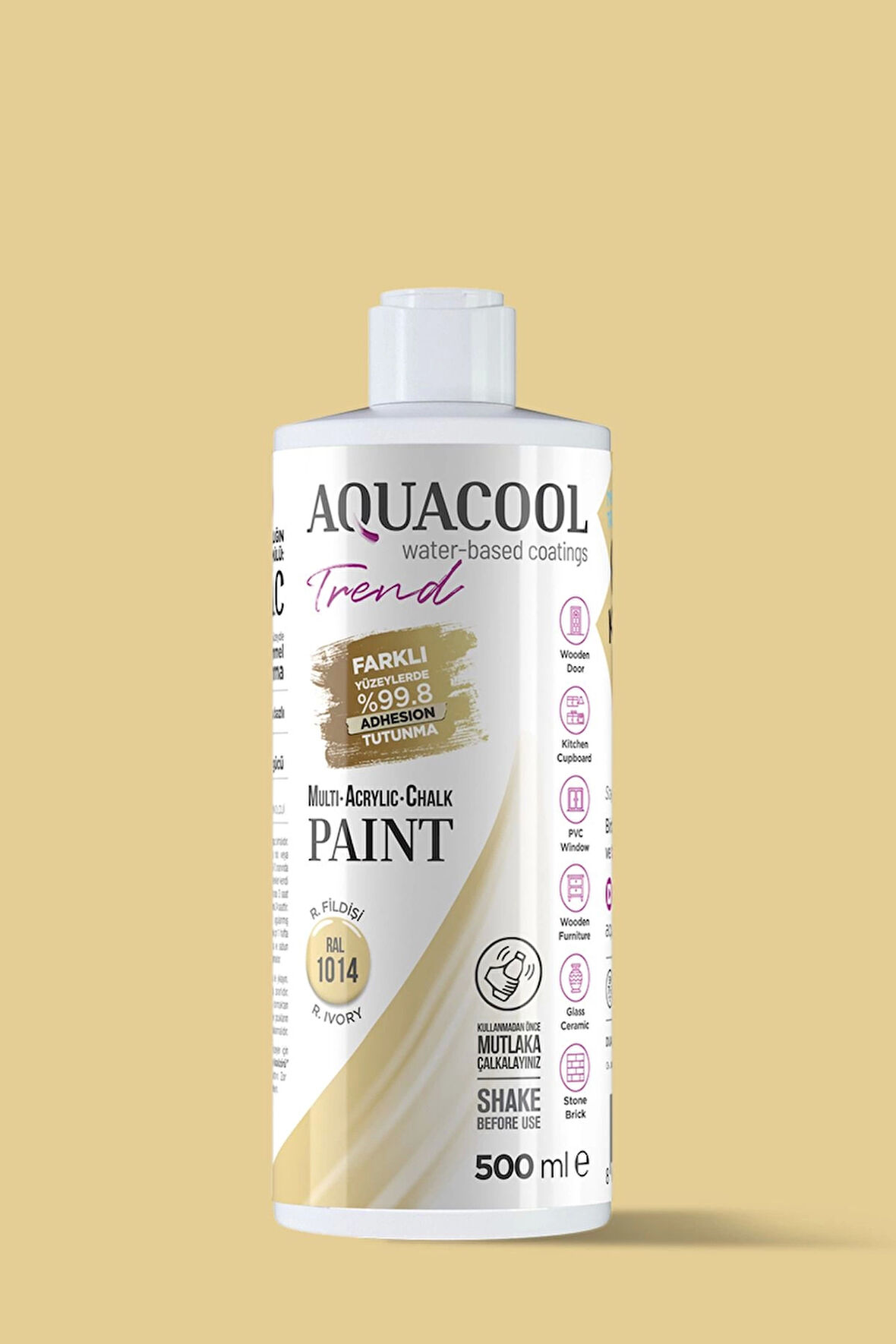 Aquacool Trend Su Bazlı Akrilik Dönüşüm Boyası RAL 1014 R. Fildişi 500ml