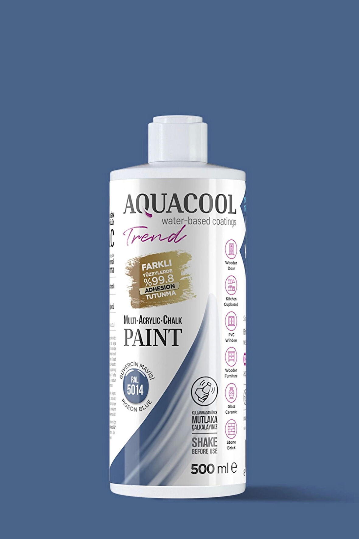 Aquacool Trend Su Bazlı Akrilik Dönüşüm Boyası RAL 5014 Güvercin Mavisi 500ml