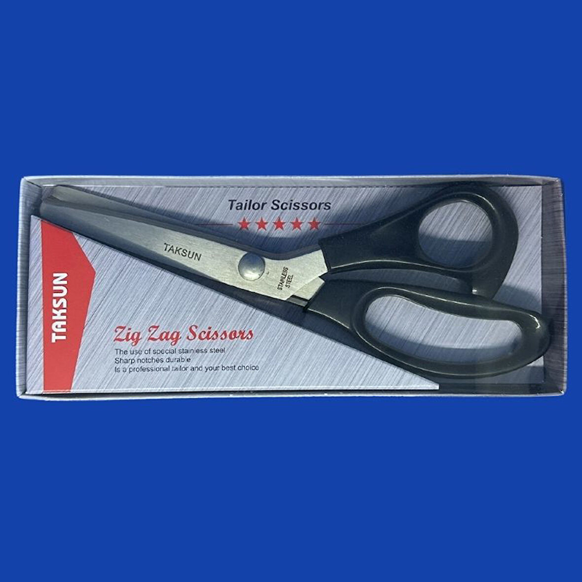 Taksun Makas Plastik Saplı Sürfile Zigzag 9" (23cm) Siyah