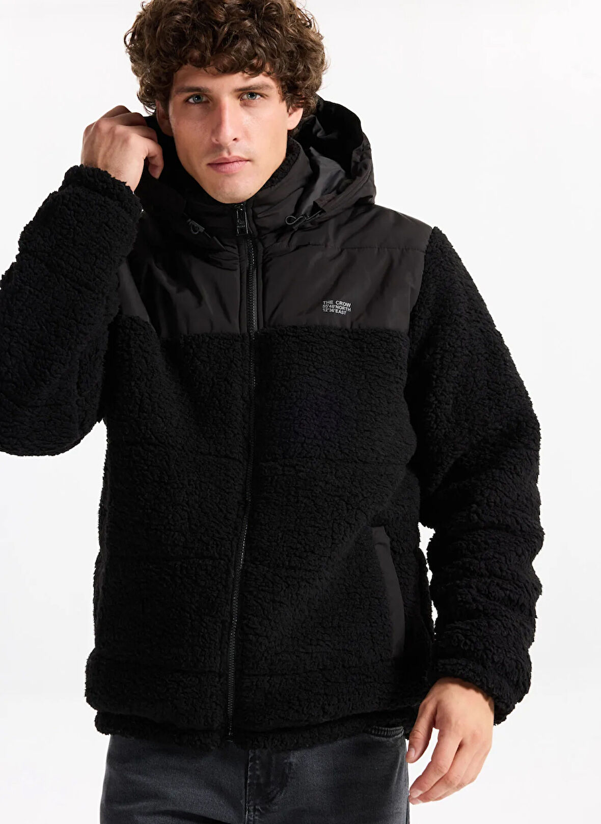 The Crow Desenli Siyah Erkek Polar Sweatshırt TC5092_KİNG