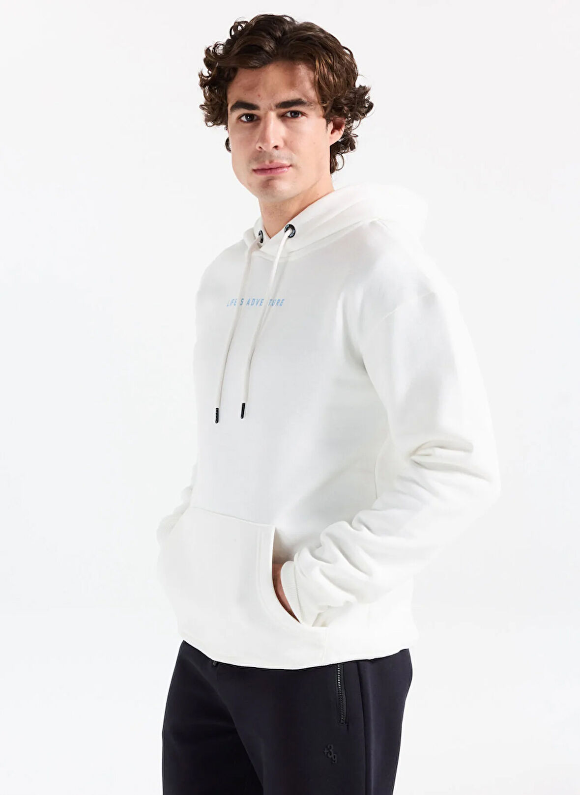 The Crow Kapüşon Yaka Beyaz Erkek Sweatshırt TC3917_COLD TRAİN