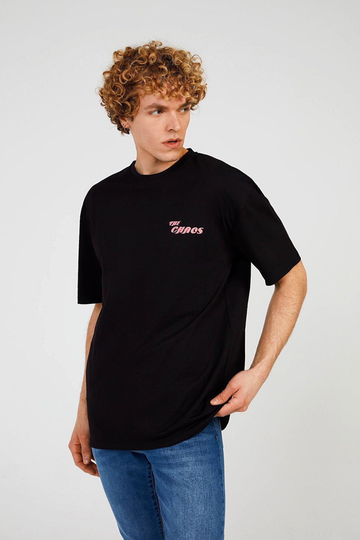 The Crow Bisiklet Yaka Baskılı Siyah Erkek T-Shirt TC 9018