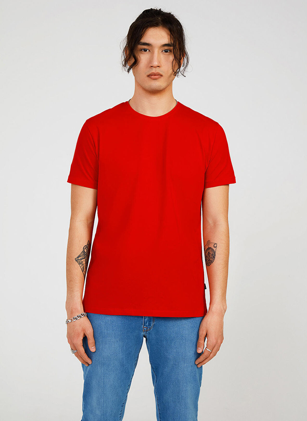 The Crow Bisiklet Yaka Düz Kırmızı Erkek T-Shirt TC4603