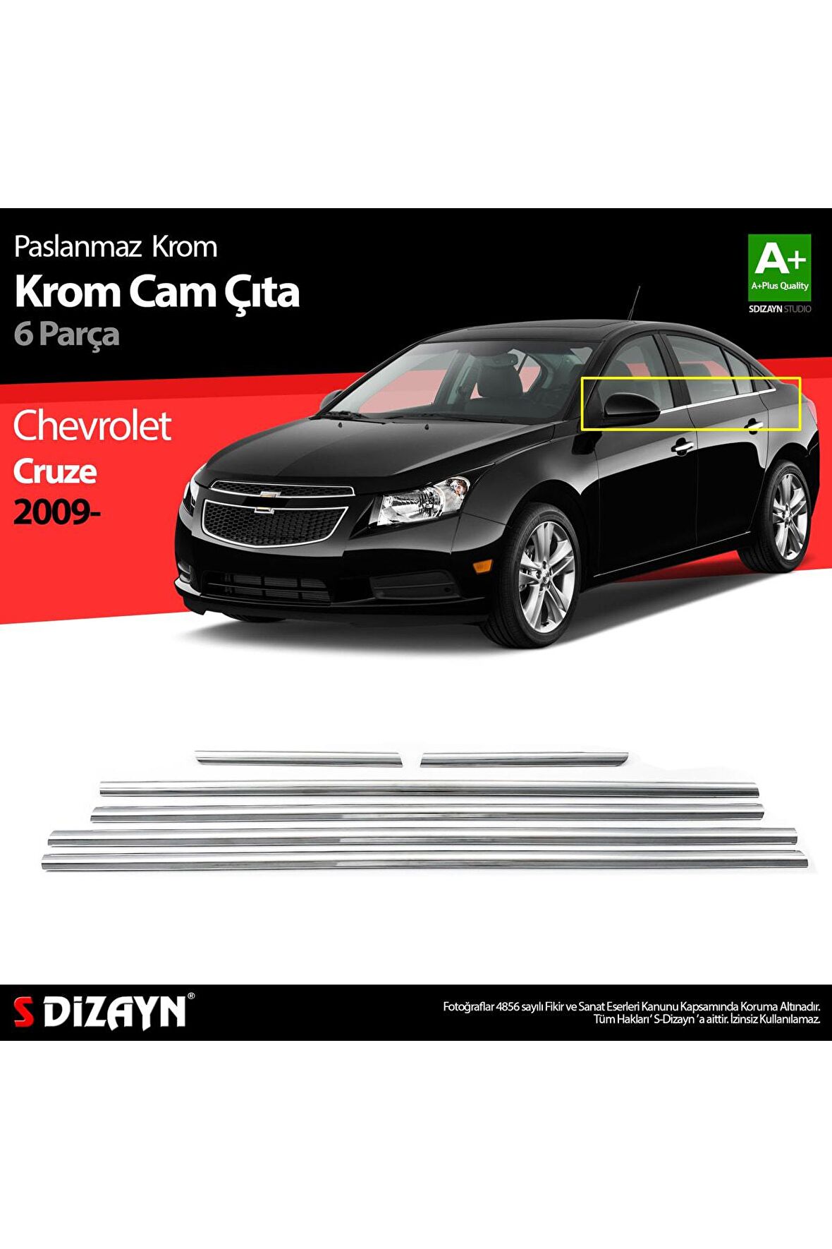 Chevrolet Cruze Sd Krom Cam Çıtası 6 Prç 2009 Üzeri