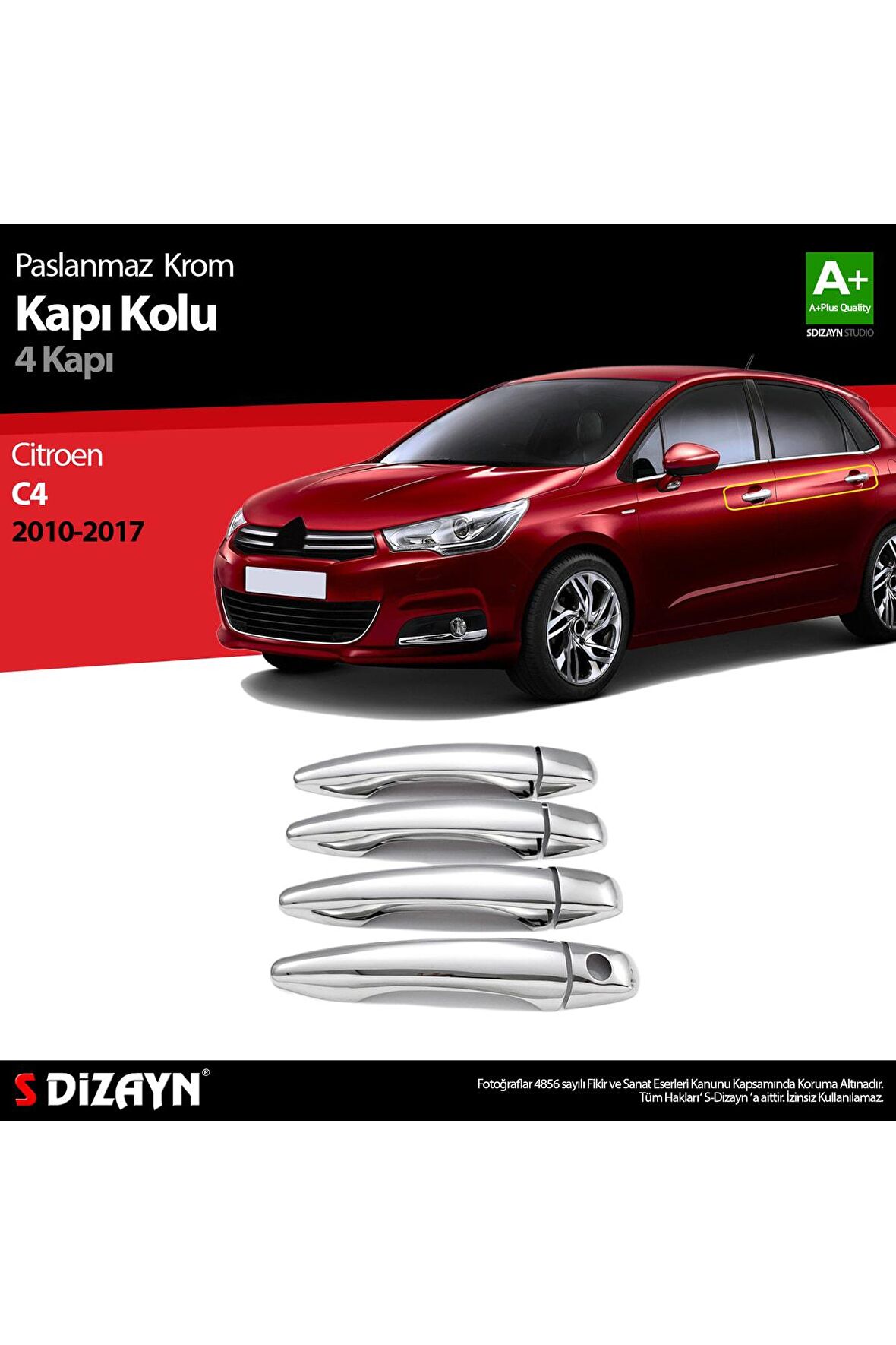 Citroen C4 Hb Krom Kapı Kolu 4 Kapı 2010-2017
