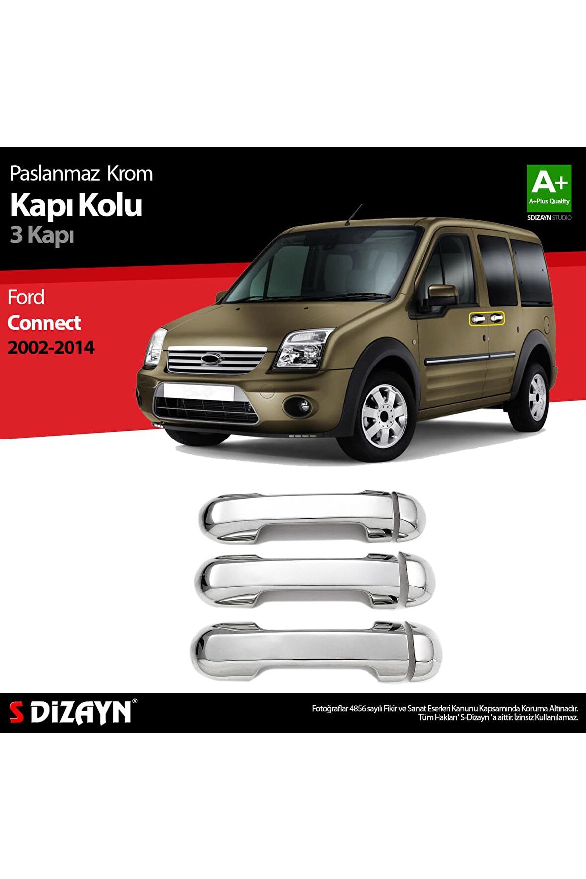 Ford Connect Krom Kapı Kolu 3 Kapı 2002-2014