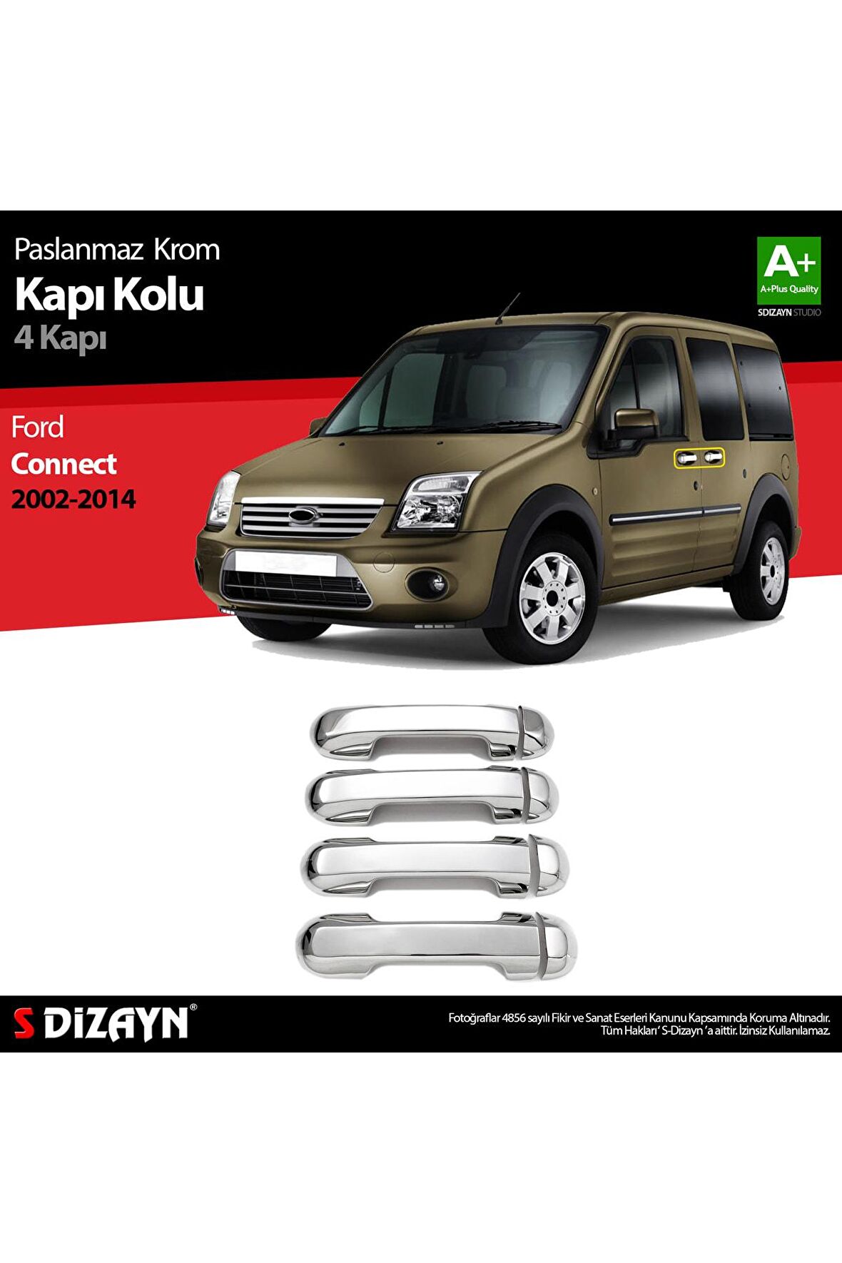 Ford Connect Krom Kapı Kolu 4 Kapı 2002-2014