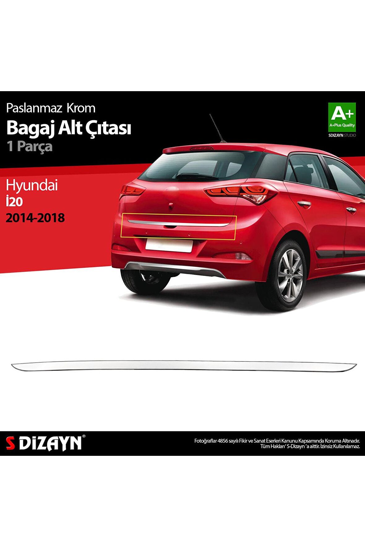 Hyundai I20 Krom Bagaj Alt Çıtası 2014 Üzeri A+kalite