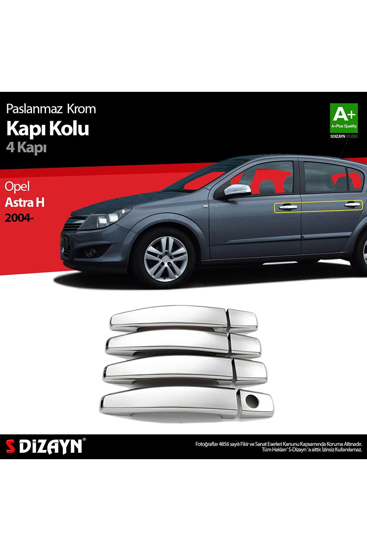 2004 Üzeri Opel Astra H Krom Kapı Kolu 4 Kapı