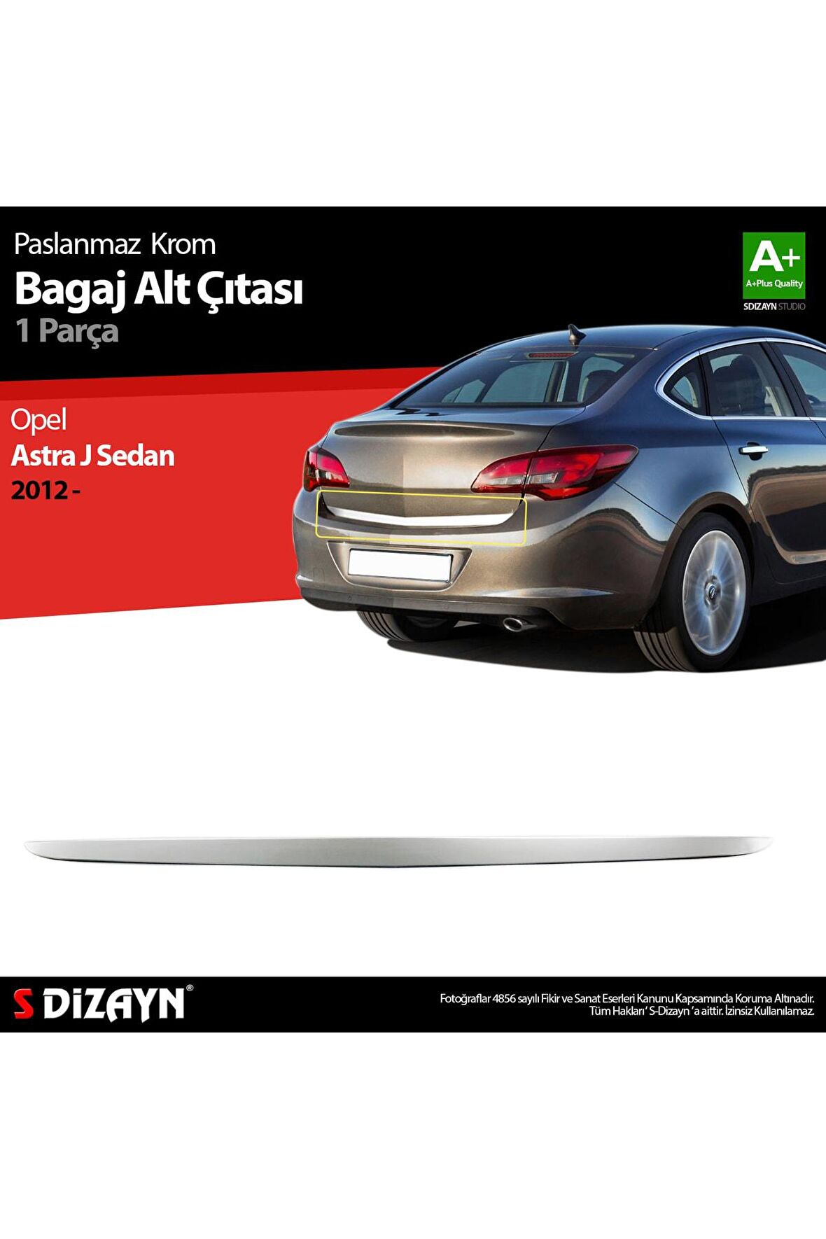 Opel Astra J Sd Krom Bagaj Alt Çıtası 2012 Üzeri