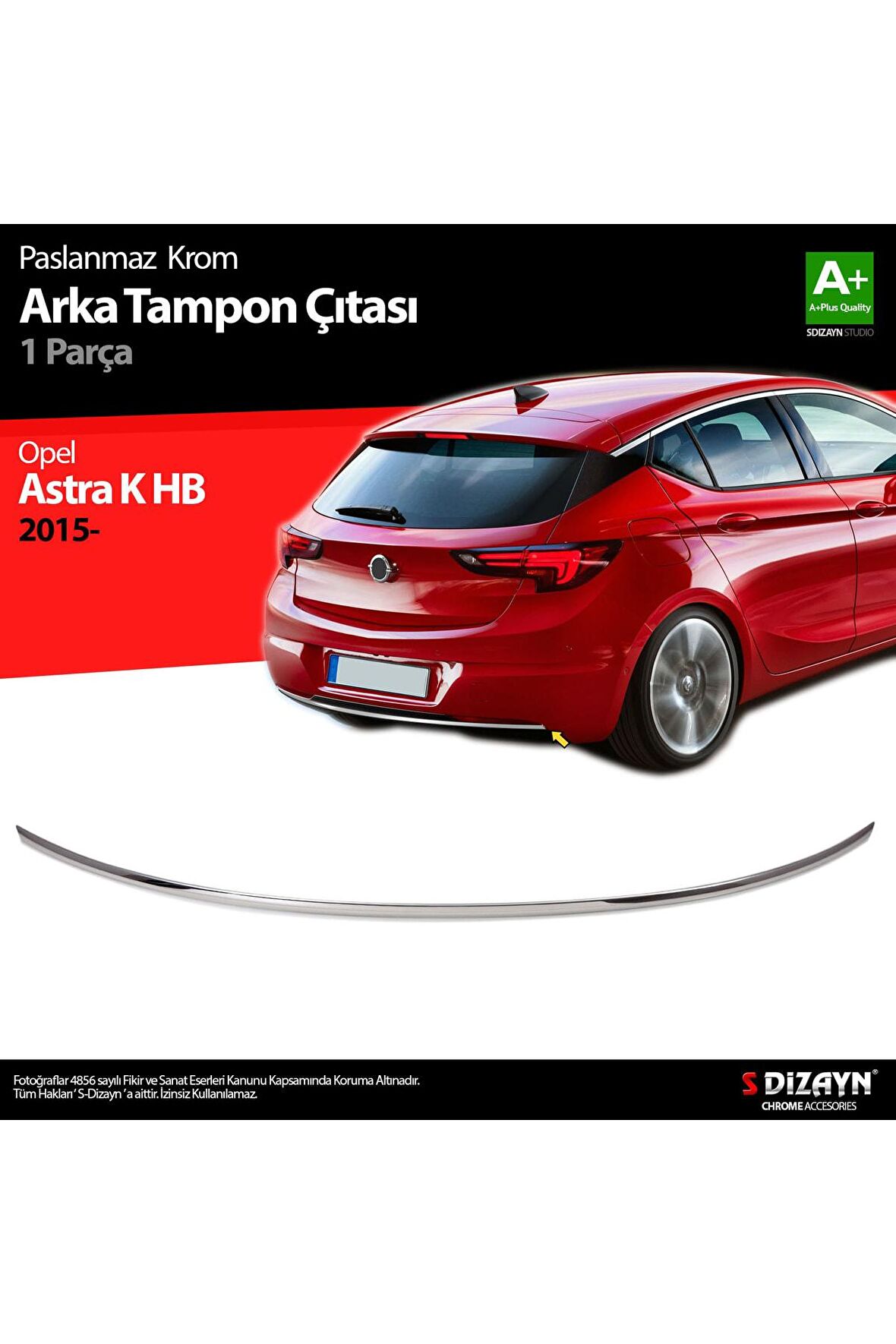 Opel Astra K Hb Krom Arka Tampon Çıta 2015 Üzeri