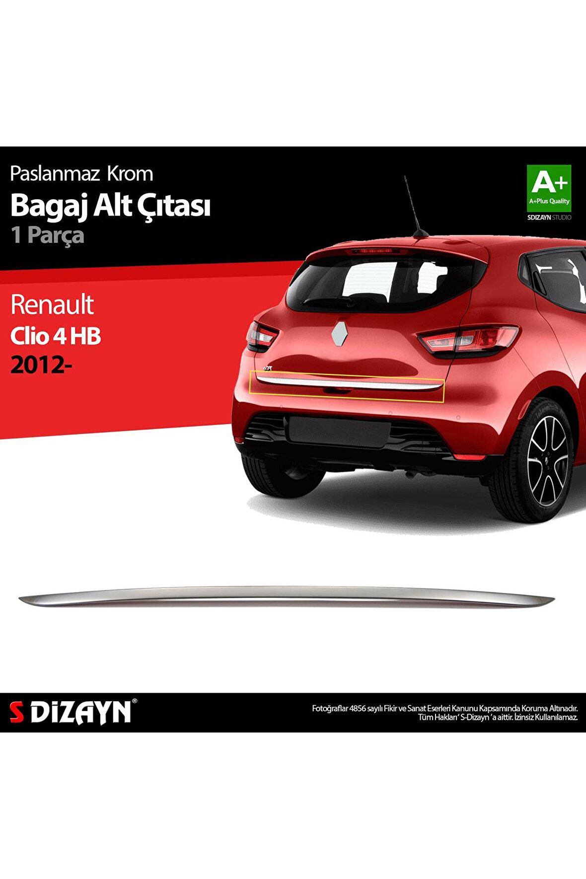 Renault Clio 4 Hb Krom Bagaj Alt Çıtası 2012 Üzeri